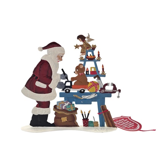 Original Wilhelm Schweizer Pewter‎ 2002 Santa Workbench Handcrafted Figurine NEW